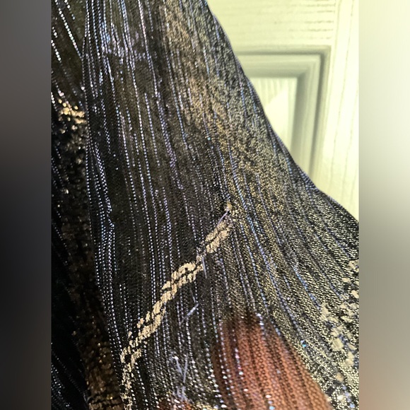 Betsy & Adam, Gun Metal Foil Print, Flutter Sleeve, Long Gown Size 12 - Picture 6 of 16